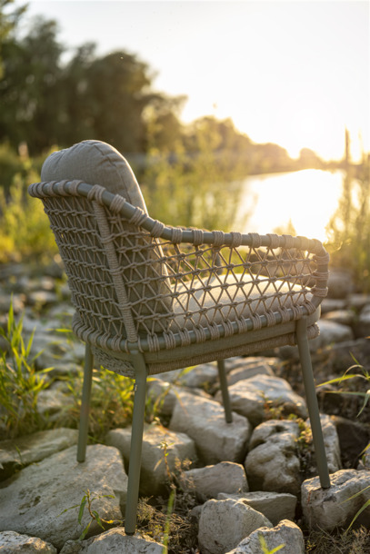 4SO Jura stapelbare tuinstoelen met zit- en rugkussen (olijfkleurig) - 0